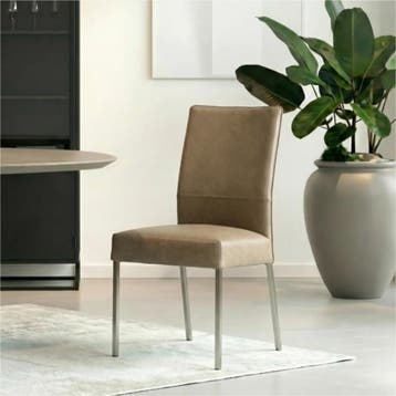 Set van 10 Leren eetkamerstoelen Real - Vintage Taupe, Ophalen of Verzenden