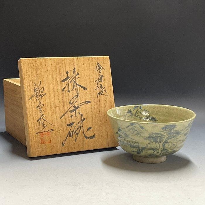 Aizuhongo Ware - Kinpo Kiln - Chawan - Theekop / Tomobako /, Antiek en Kunst, Antiek | Overige Antiek