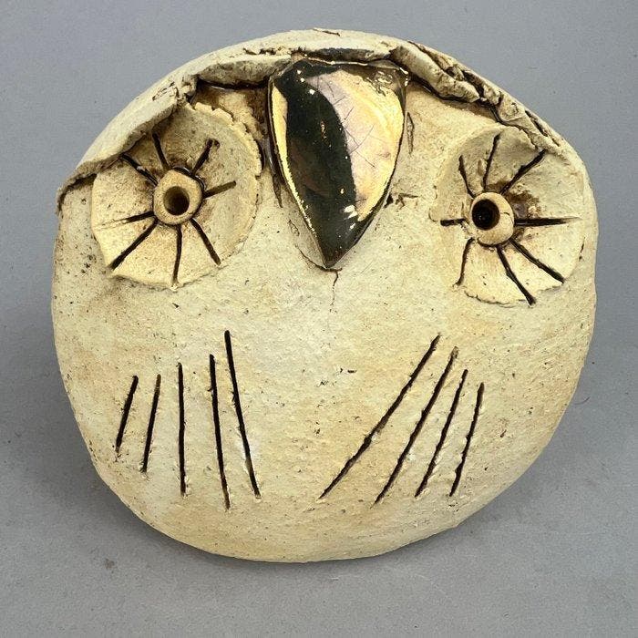 Ewa Budzowska - sculptuur, No reserve- the OWL- with 24carat, Antiquités & Art, Antiquités | Verre & Cristal