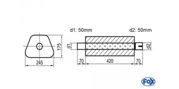 FOX Uni-geluiddemper trapezium met mof - verwerking 711 245x, Verzenden