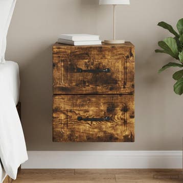 vidaXL Muurbevestigde Nachttafel Gerookt eiken 34,5 x 33 x, Verzenden, Nieuw