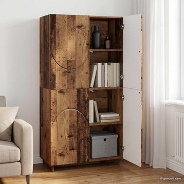 vidaXL Highboard Oud hout 79 x 41 x 151 cm Bewerkt hout, Maison & Meubles, Verzenden