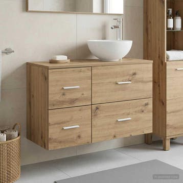 vidaXL Badkamermeubel Set 2 st Artisanaal eiken Bewerkt hout, Verzenden, Nieuw