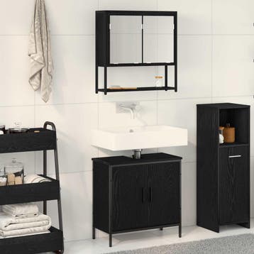 vidaXL Badkamermeubel Set 2 st Zwart 60 x 30 x 60 cm Bewerkt, Verzenden