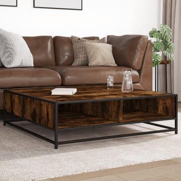 vidaXL Salontafel 100x100x30 cm bewerkt hout en metaal, Verzenden