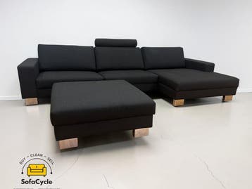 SITS hoekzetel zwart in stof met poef, hoek R – tweedehands, Verzenden, Nieuw