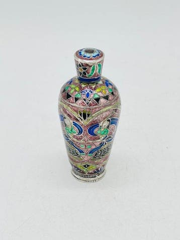 Bouteille de parfum - Argent 925, Émail - Flacon de parfum, Antiek en Kunst
