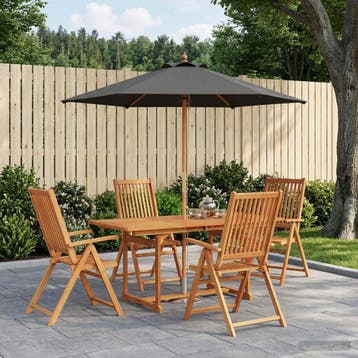 vidaXL Buiten Eetset met Parasol 6 st 4-zits Anthraciet en, Verzenden, Nieuw