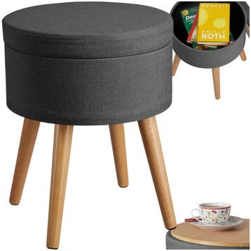 Hocker Yara gestoffeerd in linnenlook 300kg met opbergruimte, Huis en Inrichting, Barkrukken, Verzenden, Nieuw