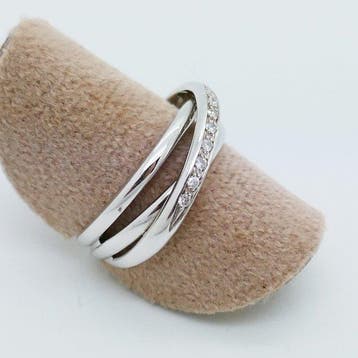 Zonder minimumprijs - Ring - 18 karaat Witgoud - 0.11ct. tw.