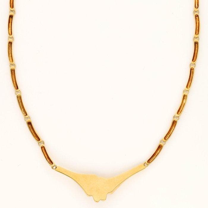 Halsketting - 18 karaat Geel goud - Diamant - Smaragd, Handtassen en Accessoires, Kettingen