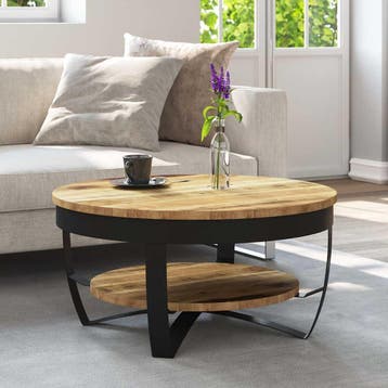 vidaXL Salontafel 65x32 cm massief ruw mangohout, Verzenden, Nieuw