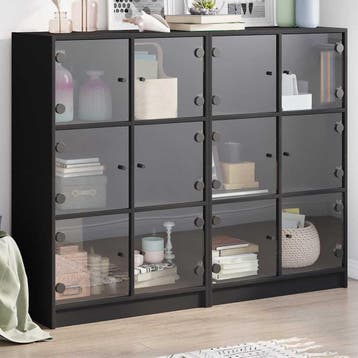 vidaXL Boekenkast met deuren 136x37x109 cm bewerkt hout, Huis en Inrichting, Verzenden, Nieuw