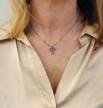 Halsketting - 18 karaat Witgoud - 0.76ct. tw. Saffier -, Nieuw