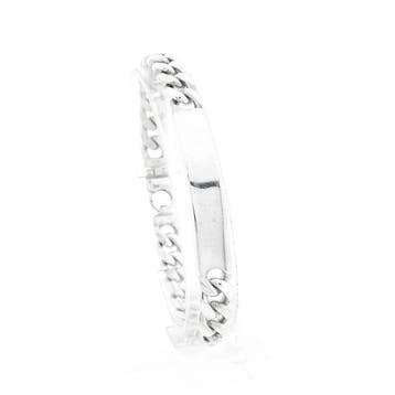 Massief zilveren gourmetschakel armband met graveerplaatje, Ophalen of Verzenden, Gebruikt, Zilver, Zilver