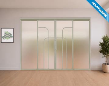 Dubbele stalen Schuifdeuren met koofsysteem en glaspanelen K, Doe-het-zelf en Bouw, Nieuw, Metaal, Inclusief glas