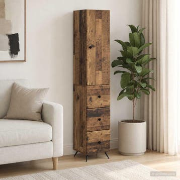 vidaXL Kast Set 2 st 34,5 x 34,5 x 90 cm Bewerkt hout Oud, Verzenden