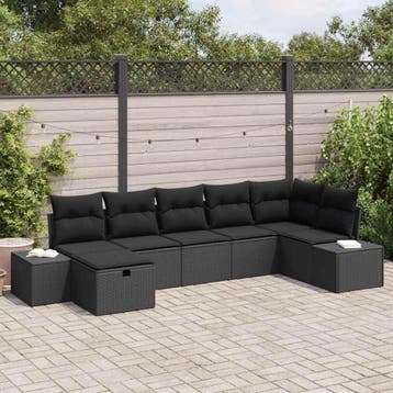 vidaXL Bankstel 7 st poly rattan, Verzenden