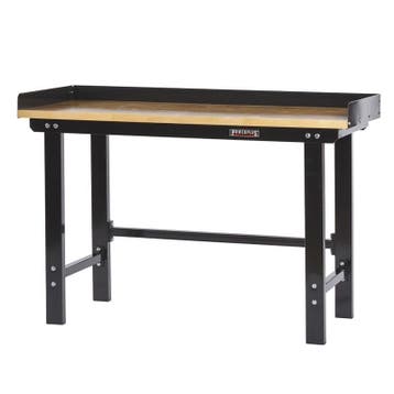 Werkbank 150 cm met hardhouten blad + opzetrand - zwart, Doe-het-zelf en Bouw, Ophalen of Verzenden, Nieuw