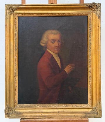 Italiaanse school (XVIII) - Ritratto di pittore nell’atto di