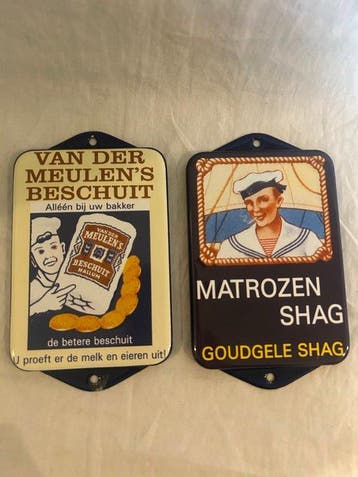 Twee emaille deurpostjes - matrozen shag - van der meulen’s