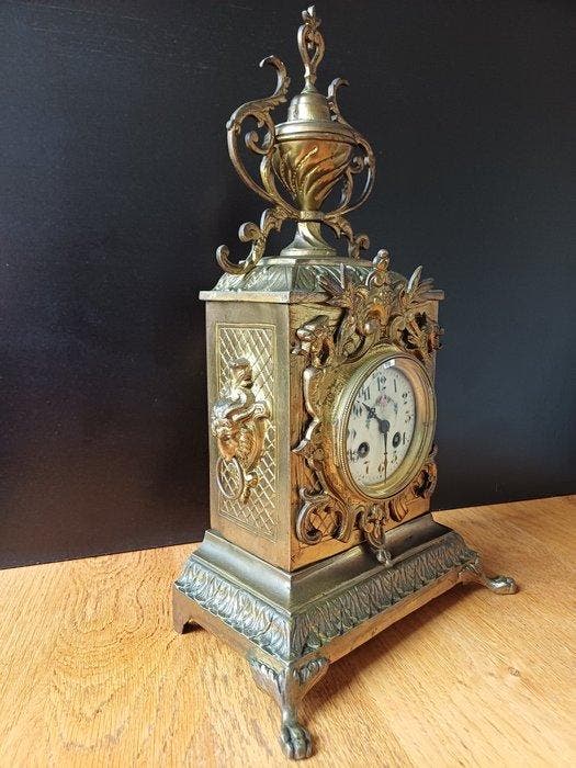 Tafelklok - Japy Freres Empirestijl - Verguld brons -, Antiquités & Art, Antiquités | Horloges