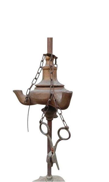 Lampe à huile - Fer, Laiton - lampe à huile florentine, Antiek en Kunst