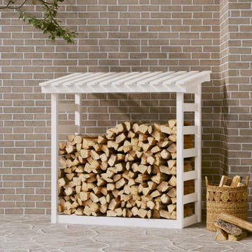 vidaXL Haardhoutrek 108x64,5x110 cm massief grenenhout wit, Verzenden