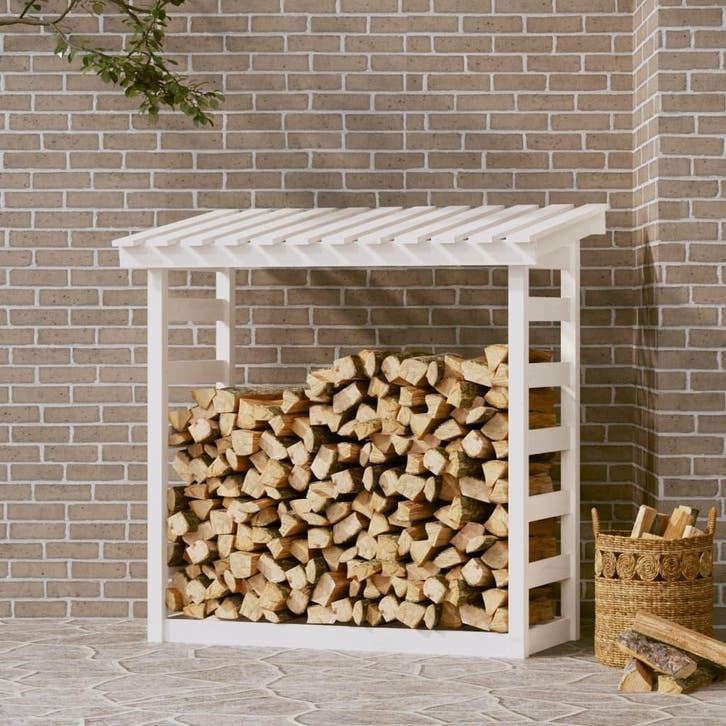 vidaXL Haardhoutrek 108x64,5x110 cm massief grenenhout wit, Jardin & Terrasse, Bois de chauffage, Envoi