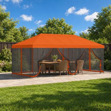 vidaXL Paviljoen met zijwanden 6 x 3 m Oranje Polyester en, Verzenden