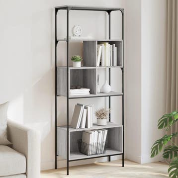 vidaXL Boekenkast 5-laags 76x33x188,5 cm bewerkt hout grijs, Verzenden