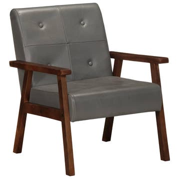 vidaXL Fauteuil echt leer grijs, Verzenden