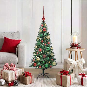 vidaXL Kunststof Voorverlichte Kerstboom Groen 120 cm PVC en, Verzenden