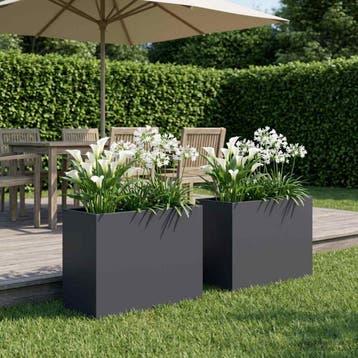 vidaXL Plantenbak 2 st Antraciet 60 x 30 x 50 cm Koudgewalst, Tuin en Terras, Bloempotten, Verzenden, Nieuw