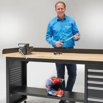 Datona Werkbank PRO - bamboe werkblad - 6 lades - 200 cm -, Ophalen of Verzenden