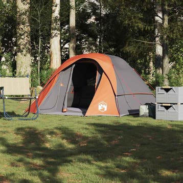 vidaXL Tent 4-persoons waterdicht grijs en oranje, Verzenden