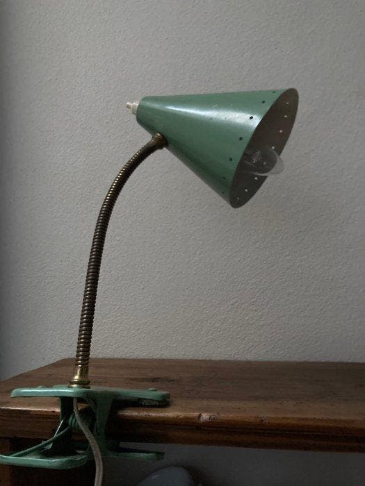 Tafellamp - Glazuur - Lamp uit de jaren vijftig met klem, Antiek en Kunst, Antiek | Verlichting