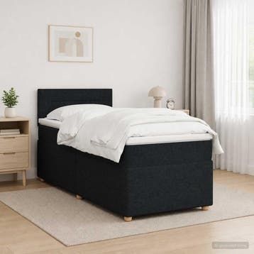 vidaXL Boxspringbed met matras met hoofdeinde Zwart 90 x 200, Verzenden