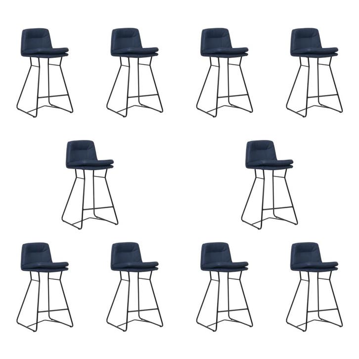 Set van 10 Leren barkrukken Candy laag - Toledo Kobalt, Huis en Inrichting, Barkrukken, Nieuw, 1 kruk, Leer, 60 tot 90 cm, Ophalen of Verzenden