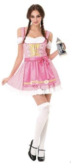 Dirndl Jurk Oktoberfest Roze Witte Stippen, Verzenden, Nieuw