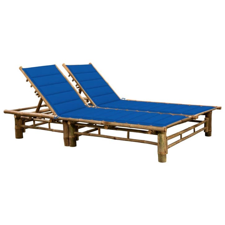 vidaXL Ligbed 2-persoons met kussens bamboe, Jardin & Terrasse, Chaises longues, Envoi