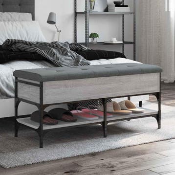 vidaXL Schoenenbank 102x42x45 cm bewerkt hout grijs sonoma, Verzenden