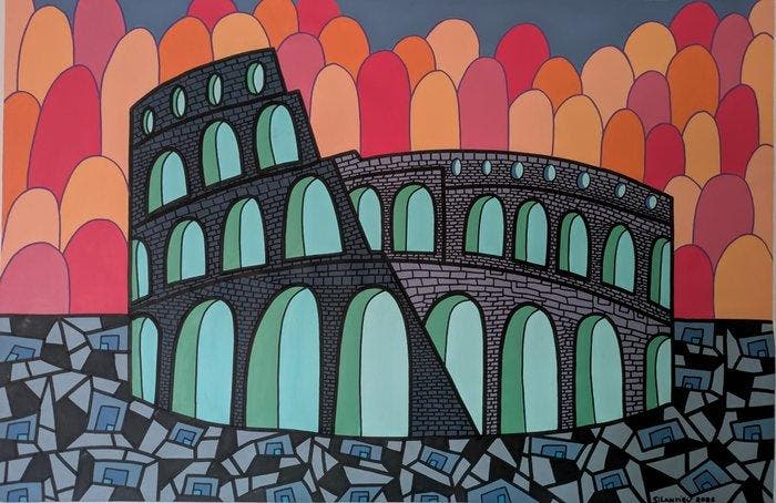 Stanislav Silantiev -  City of arches, XXL NO RESERVE, Antiek en Kunst, Kunst | Schilderijen | Modern