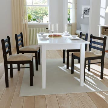 vidaXL Eetkamerstoelen 4 st massief rubberwood en fluweel, Verzenden, Nieuw