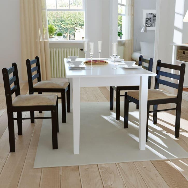 vidaXL Eetkamerstoelen 4 st massief rubberwood en fluweel, Huis en Inrichting, Stoelen, Nieuw, Verzenden