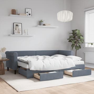 vidaXL Slaapbank onderschuifbed en lades 80x200 cm fluweel, Verzenden, Nieuw
