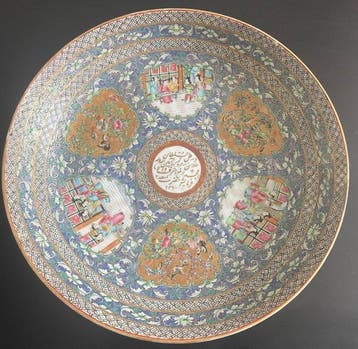 Groot Cantonese Chinese schaal gemaakt voor Perzische Qajar, Antiek en Kunst