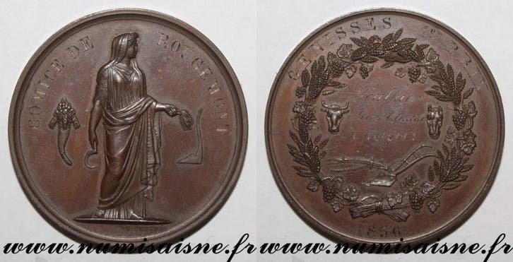 France Medaille Landwirtschaft Landwirtschaftlicher Wettb..., Timbres & Monnaies, Pièces & Médailles, Envoi