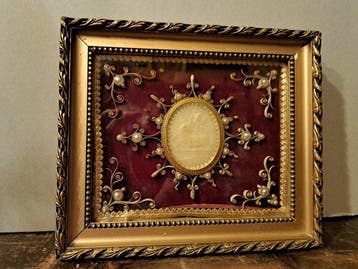 Kunst en ambachten Reliekhouder - Hout - Was - Fluweel -