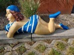 Statue, statue 75 cm length of lying lady in bathing suit -